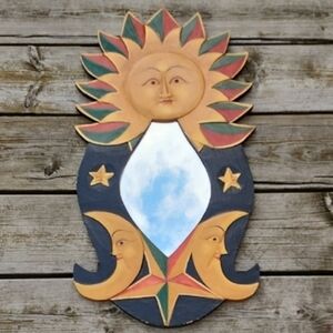 Vintage Sun and Moon Celestial Wall Mirror Decor
